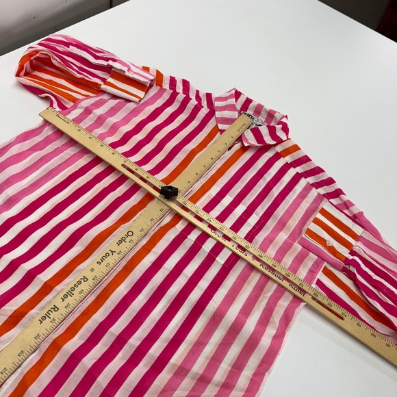 BEACH RIOT Shirt Womens Small Medium Pink Orange Alexa‎ Stripe Button Down Swim - Picture 9 of 12